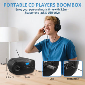 Gelielim boombox with headphones and mic showing private listening and mic input use