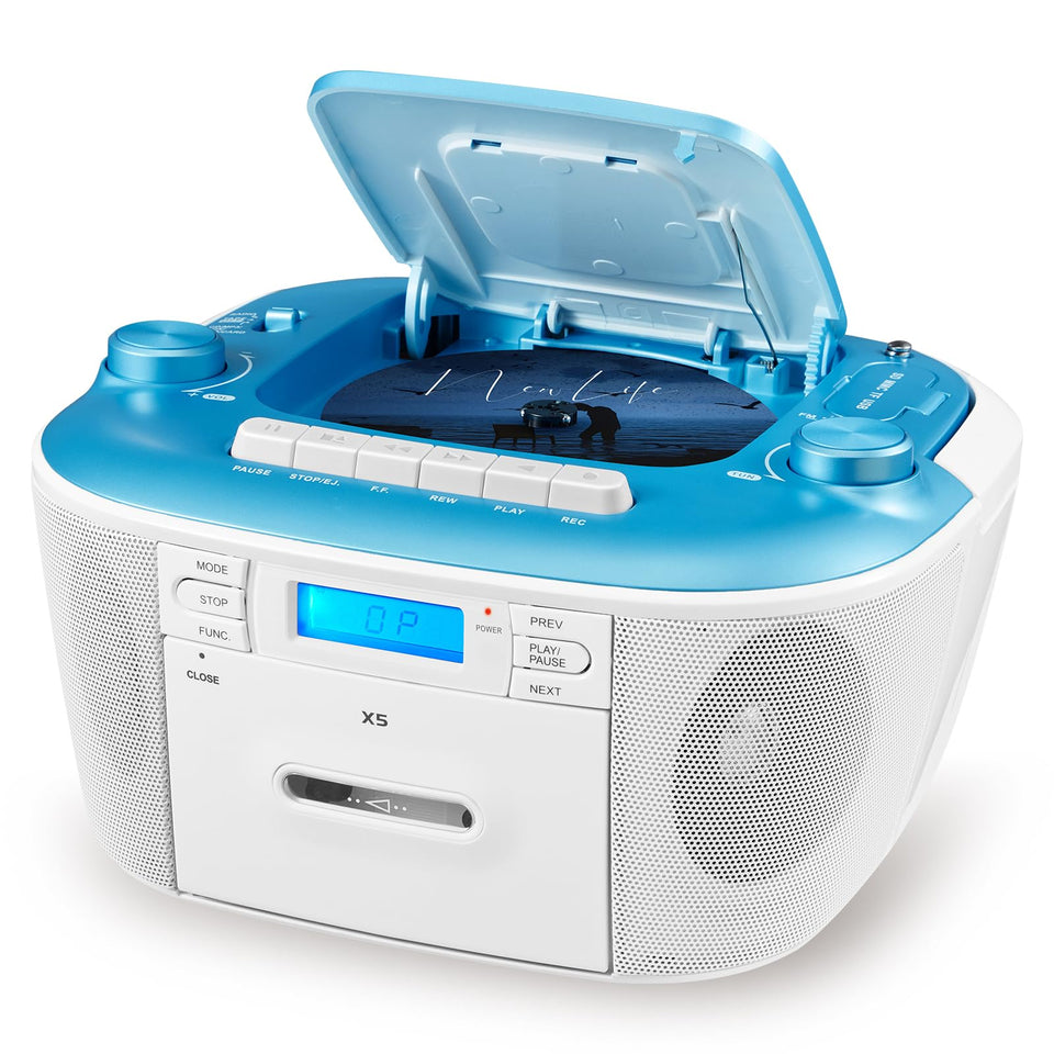Gelielim front view showing boombox face and dual speakers, easy control layout