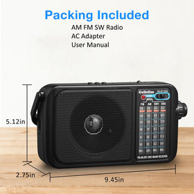 Gelielim AM FM radio includes power cord and manual.