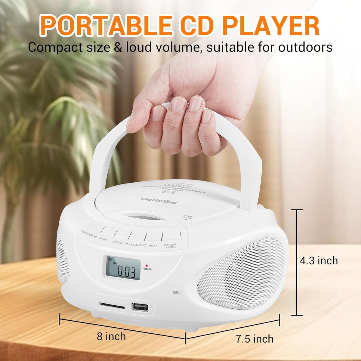 Gelielim placed on kitchen counter streaming Bluetooth for convenient listening