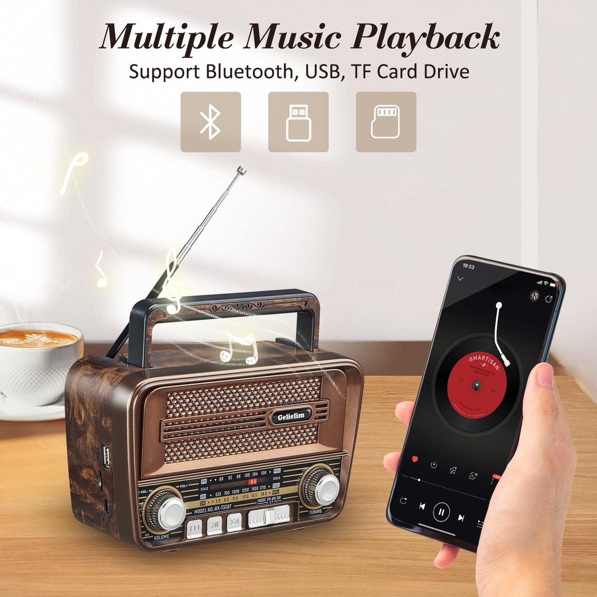 Gelielim portable radio knob controls simplify tuning for seniors