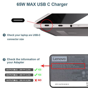 GELINTO 65W USB-C charger laptop connection powering ThinkPad and Chromebook