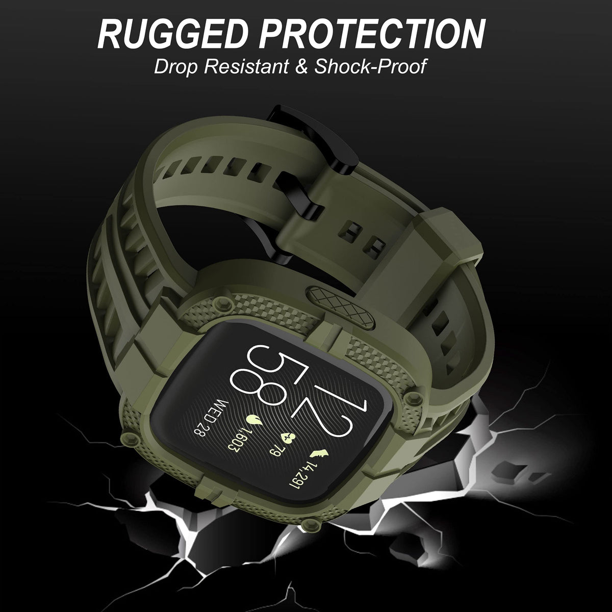 GELISHI rugged protective band keeps Versa 2 safe from drops during outdoor runs.