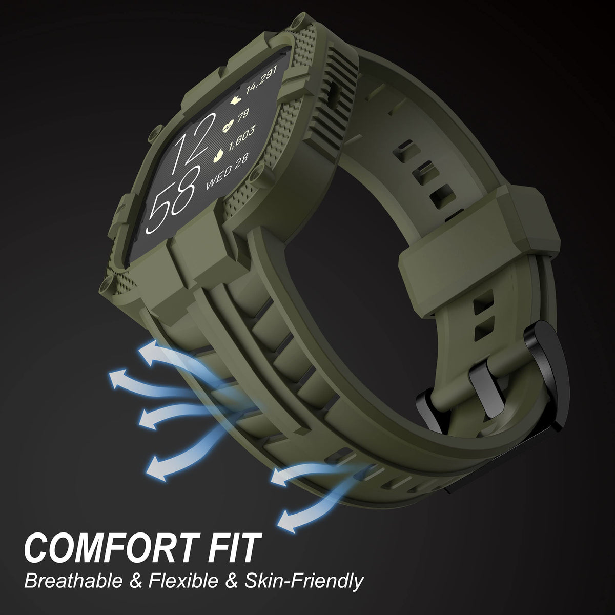 GELISHI Versa 2 buckle in army green blends security with easy adjustments.