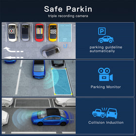 Gemek 24‑hour parking mode for around-the-clock surveillance near the car.