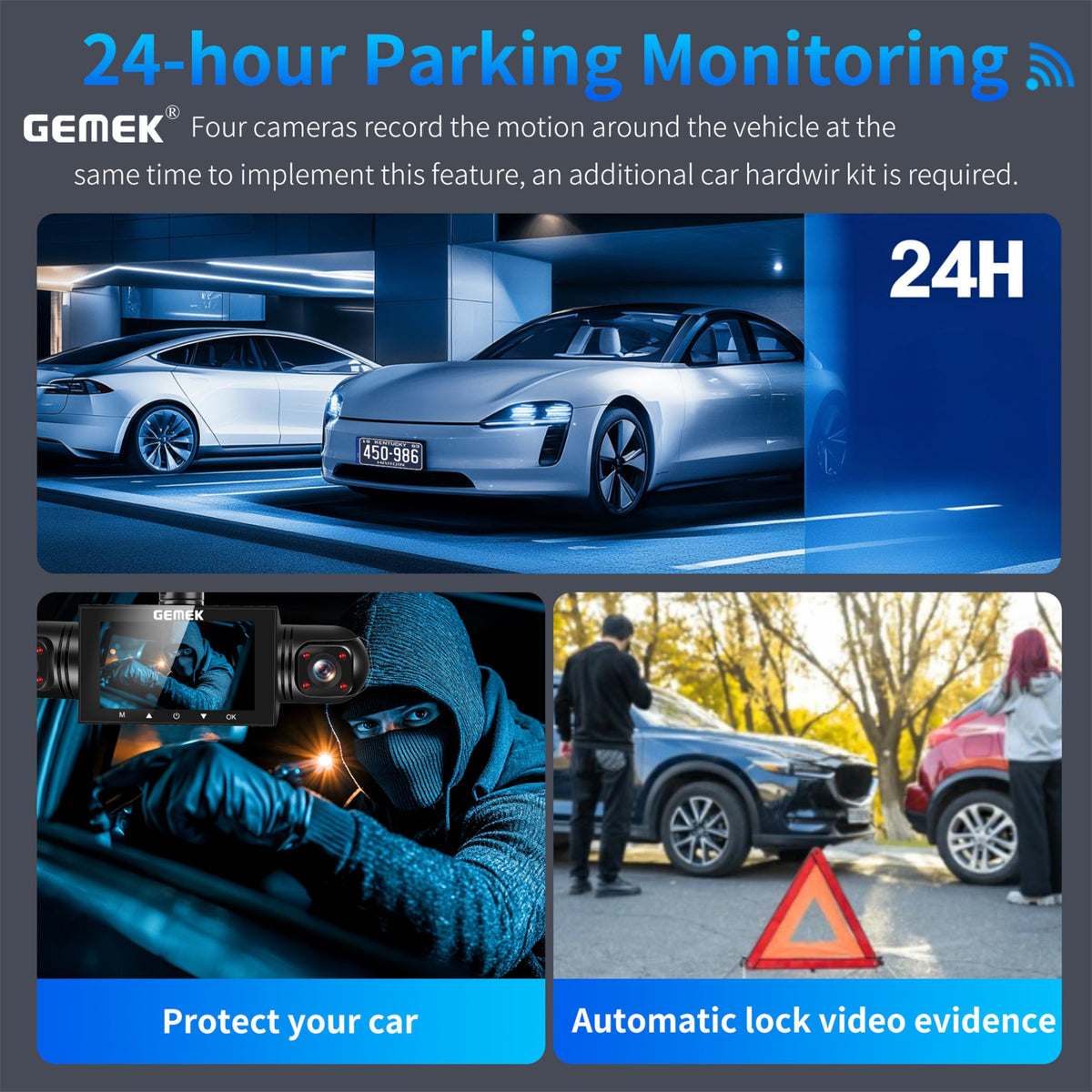 Gemek left and right side cameras extend situational awareness around the vehicle.