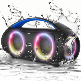 Gemini boombox front view showing speaker drivers and solid bass output