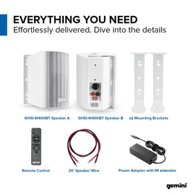 Bluetooth and AUX inputs enable flexible connections with Gemini Sound