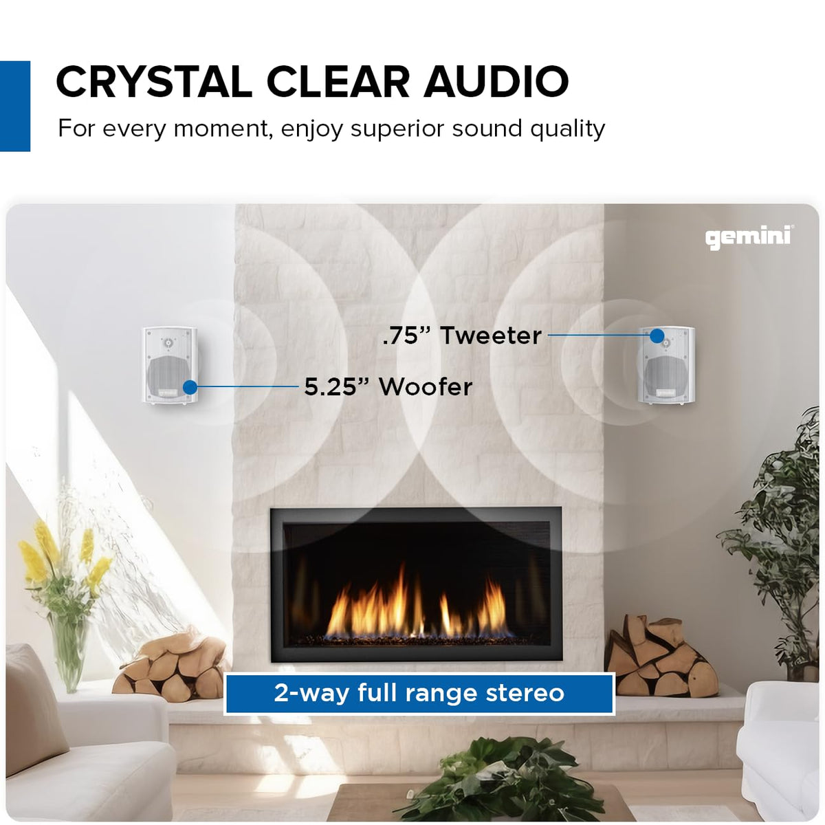 Expandable up to 16 Gemini Sound speakers for wider yard coverage