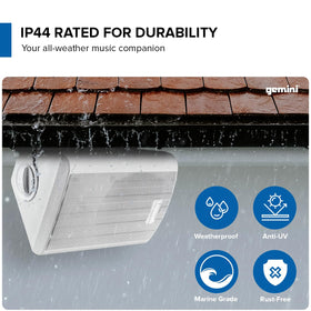 Includes wall mounts and 26 ft wire for Gemini Sound setup