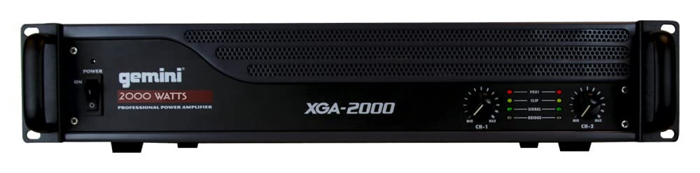 Gemini XGA-2000 rackmount-ready amplifier installed in a DJ rig
