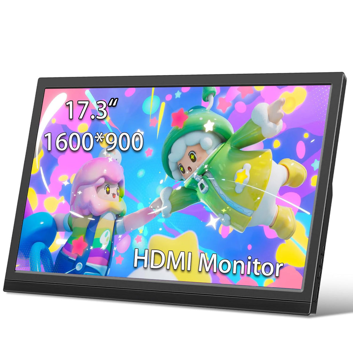 Generic front view of 17.3-inch monitor showing crisp screen and slim bezel for portable productivity