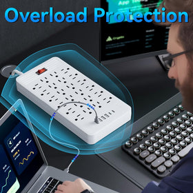 Generic power strip with two USB-C ports for modern charging.