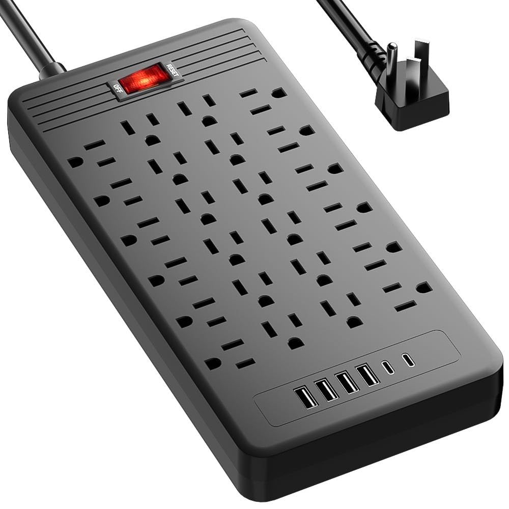 Generic 24-outlets surge protector showing full port array for versatile devices