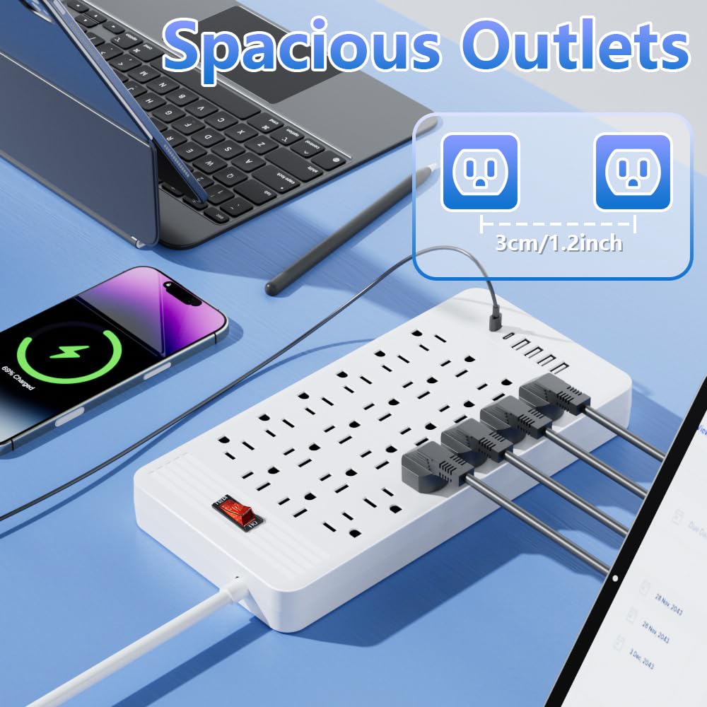 Generic power strip showing four USB ports for mobile devices.