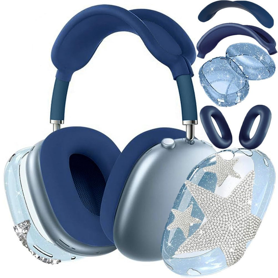 Generic AirPods Max 4in1 case cover with bling star protects earcups