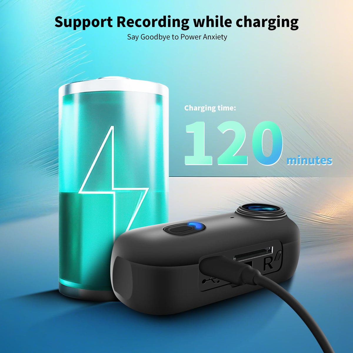 Generic 4K body camera with 360° rotatable clip for flexible angles.