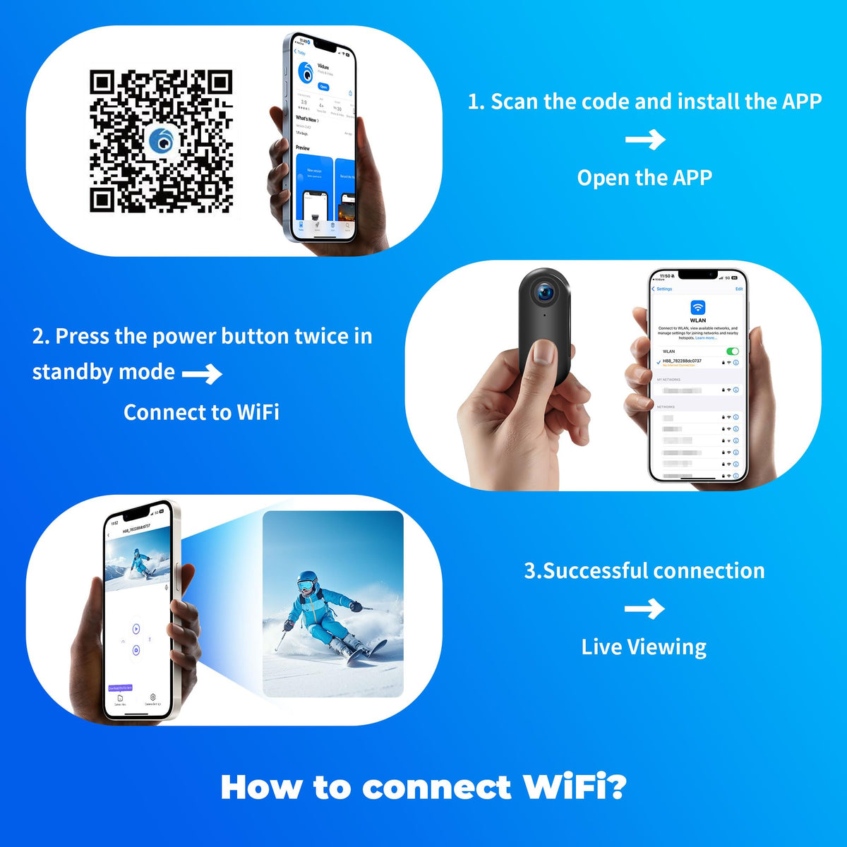 Generic 4K body camera with WiFi transfer for quick smartphone viewing.