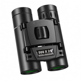 Generic 500x25 binoculars in compact folding design for travel.
