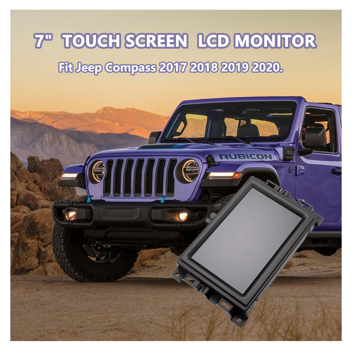 Close-up of the 7-inch Uconnect screen replacement showing touch interface