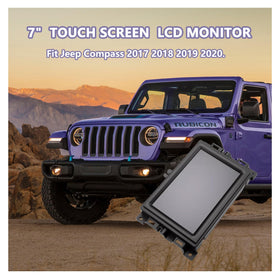 Close-up of the 7-inch Uconnect screen replacement showing touch interface
