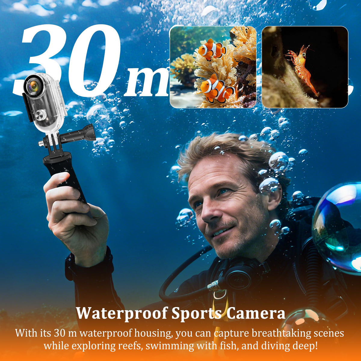 Generic Action Camera 4K supports hands-free filming with helmet and bike mounts.