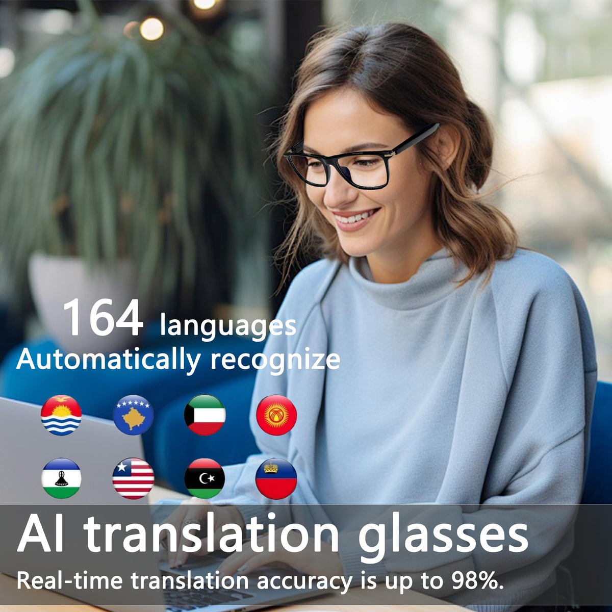 Generic AI Smart Glasses DeepSeek R1 display for constant AI chat assistance.