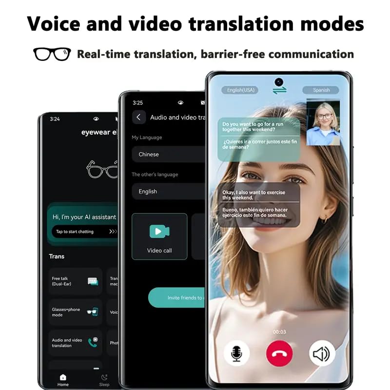 Generic AI Smart Glasses Touch and Voice Control for quick actions.