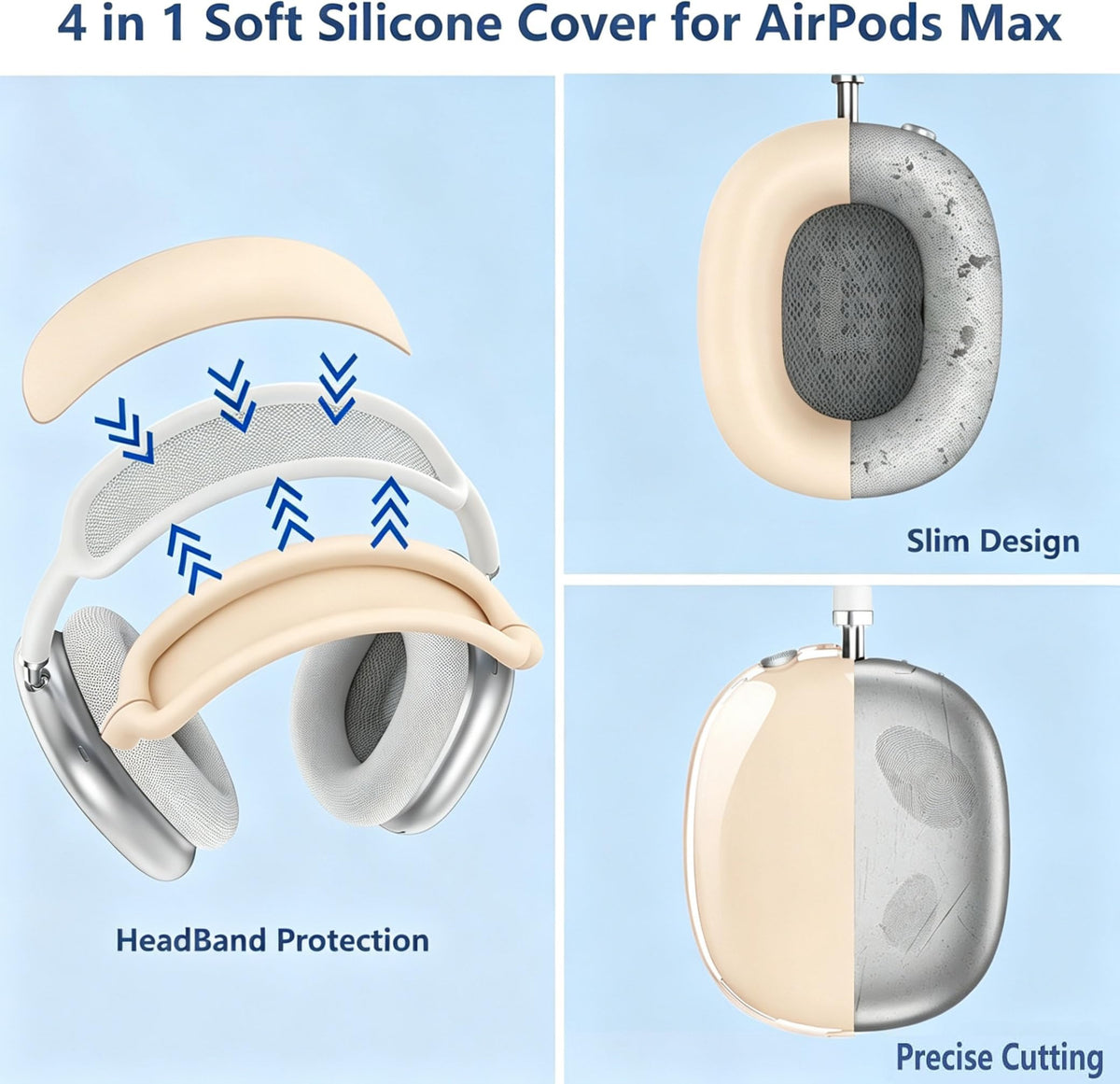 Generic AirPods Max clear TPU shell protecting metal cups from scratches