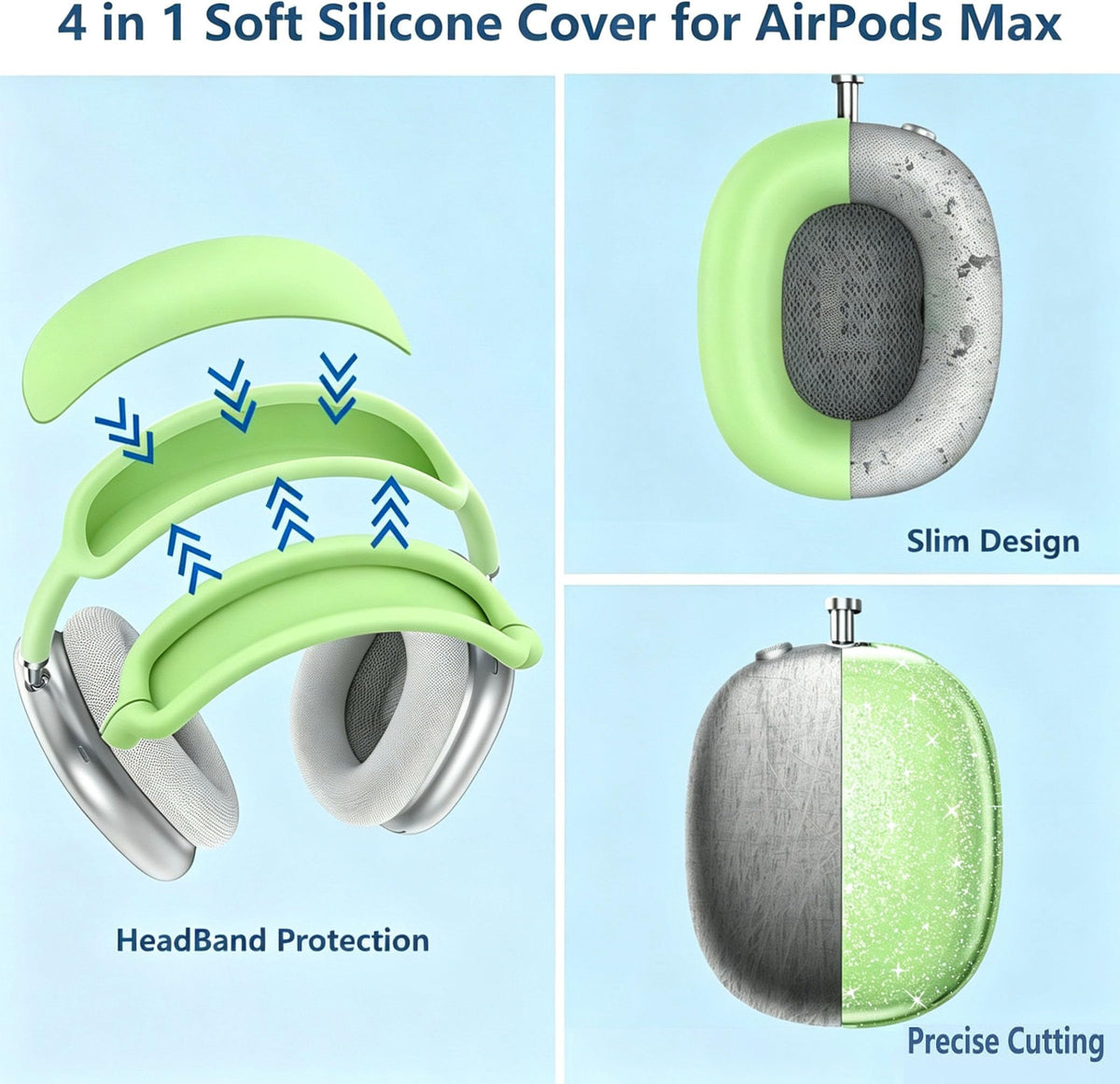 Generic AirPods Max anti-fingerprint silicone cover for clean surfaces.