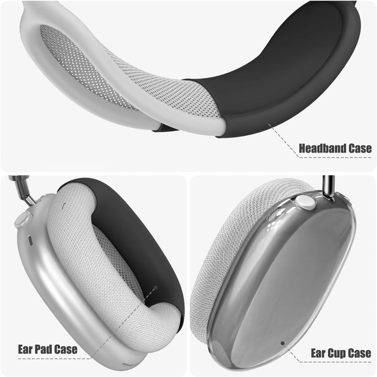 Generic brand AirPods Max headband sleeve top view showing snug fit and sweat resistance