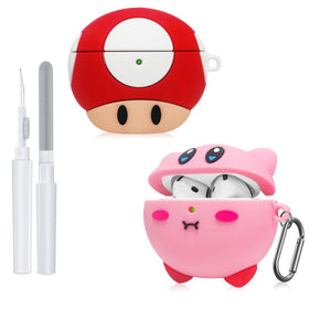 generic silicone AirPods 4th gen case front view showing cute pink and red colors and protection