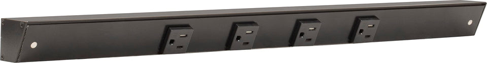 Generic APT angled power strip under-cabinet mount for easy outlet access.