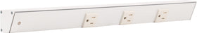 Generic APT angled power strip left 18-inch under-cabinet view highlights accessible outlets.