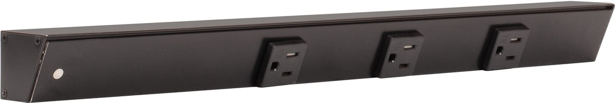 Generic APT angled power strip left under cabinet with three outlets in black finish