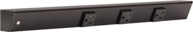 Generic APT angled power strip left under cabinet with three outlets in black finish