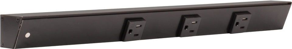 Generic APT angled power strip left under cabinet with three outlets in black finish