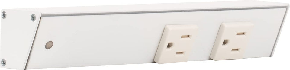 Generic APT angled power strip left 9-inch with two receptacles for easy access.