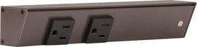 Generic APT angled power strip mounted under cabinet with bronze finish for tidy access