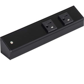 Generic APT black finish power strip blends with modern kitchens.