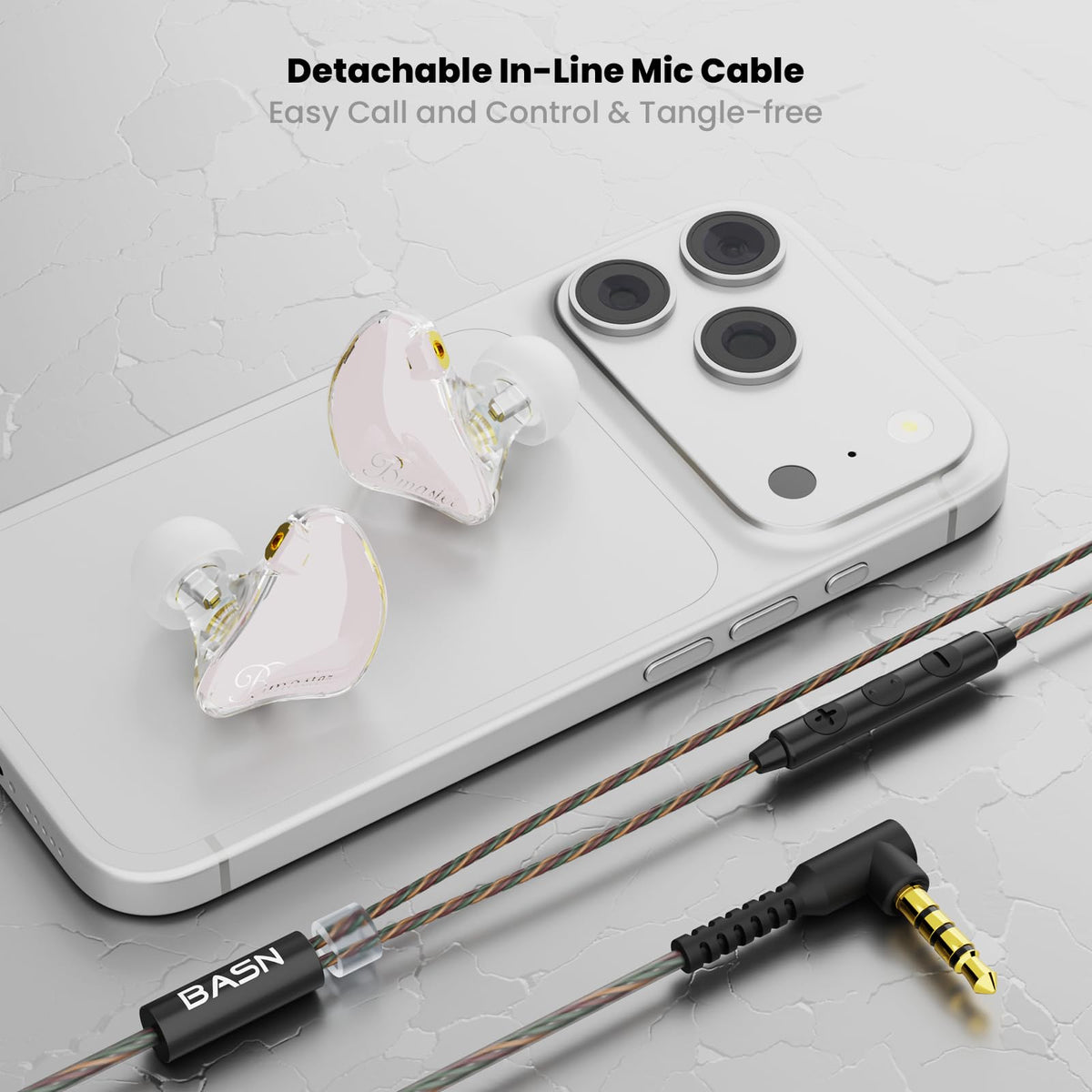 Generic BASN MMCX cable without mic for pure sound quality.