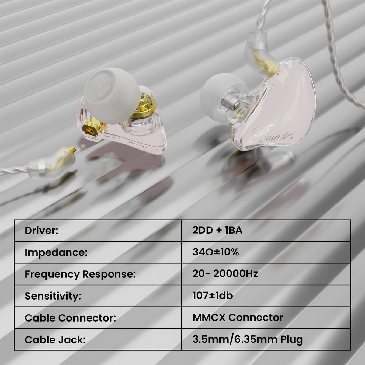 Generic BASN secure-fit earhook on-ear monitors for stage performances.