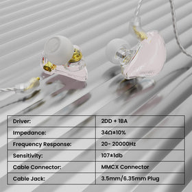Generic BASN secure-fit earhook on-ear monitors for stage performances.