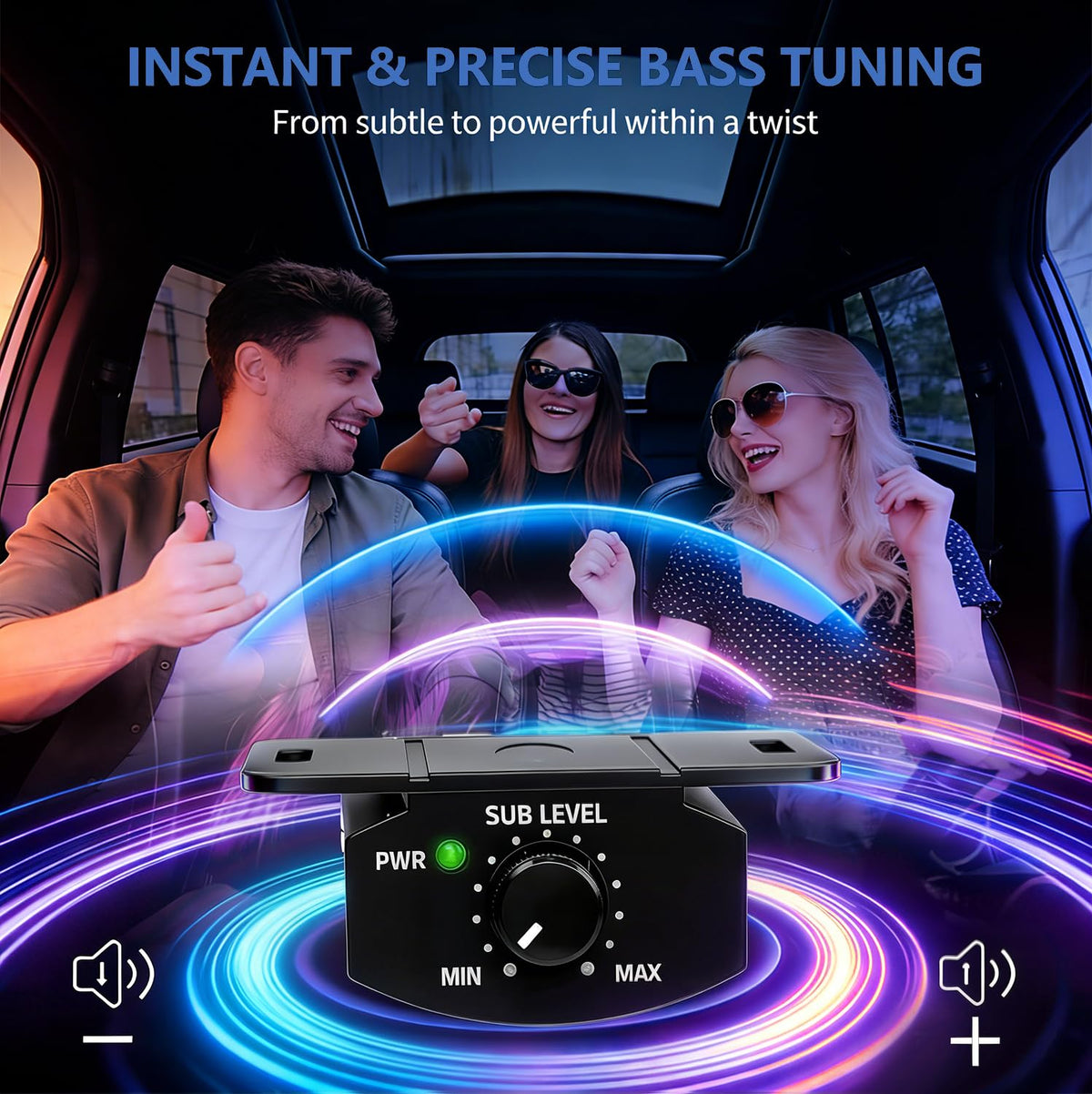 Generic bass knob four-pin connector detail, simple plug-and-play compatibility benefit