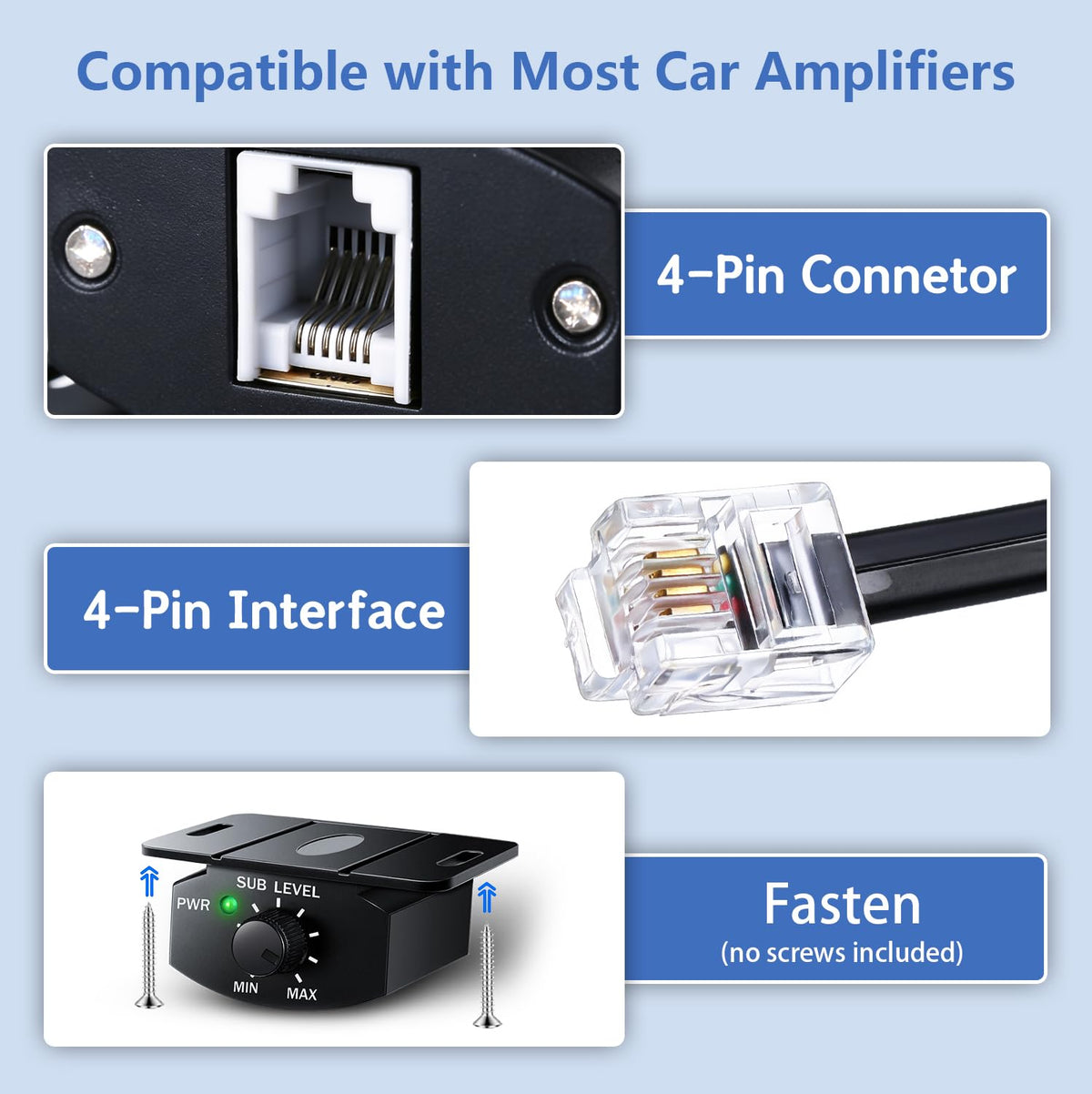 Generic bass knob mounted in car dash, reachable control for on-the-go tuning benefit