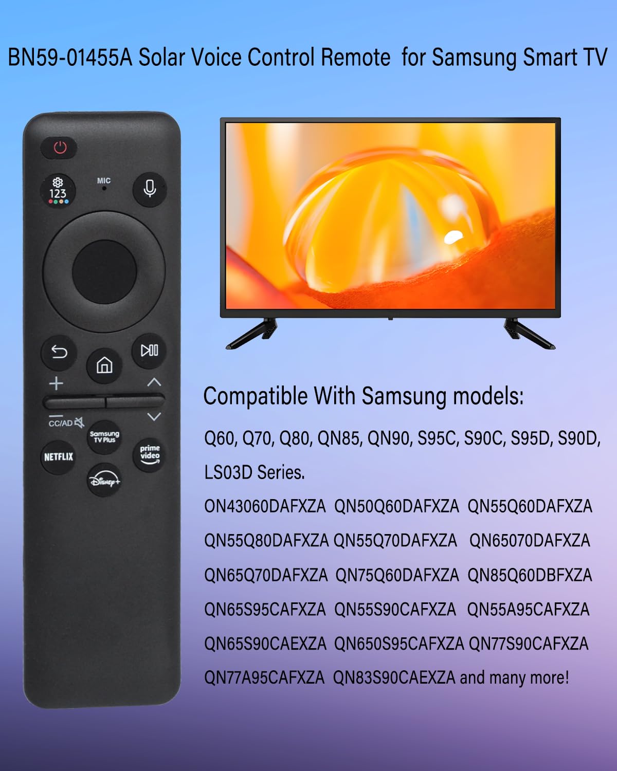 Generic BN59-01455A back view showing ergonomic grip for comfortable control