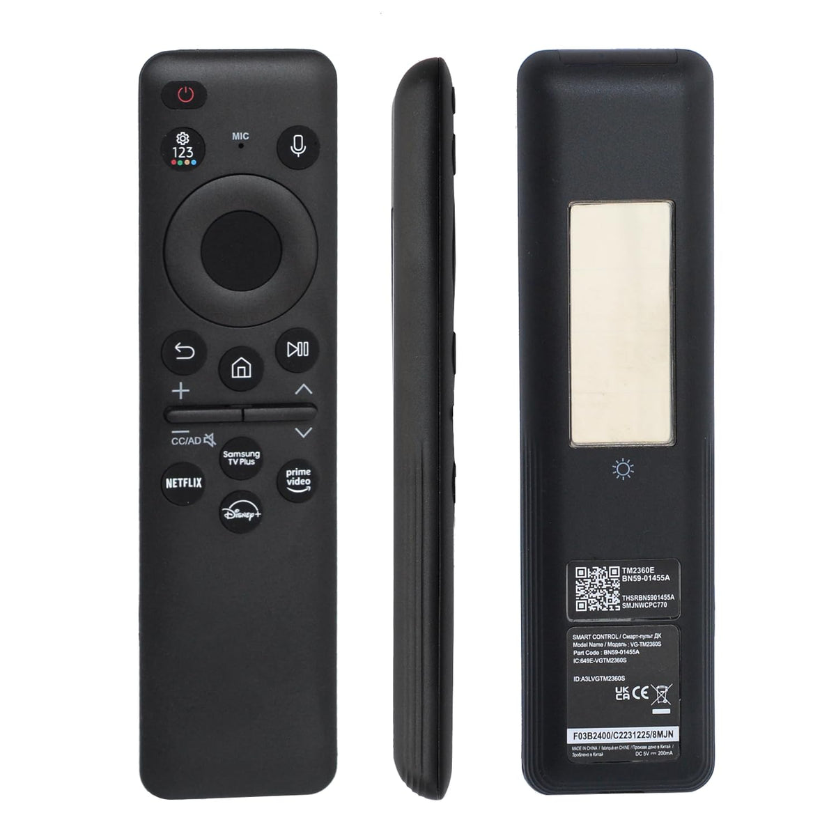 Generic BN59-01455A front view remote with solar charging for Samsung TVs