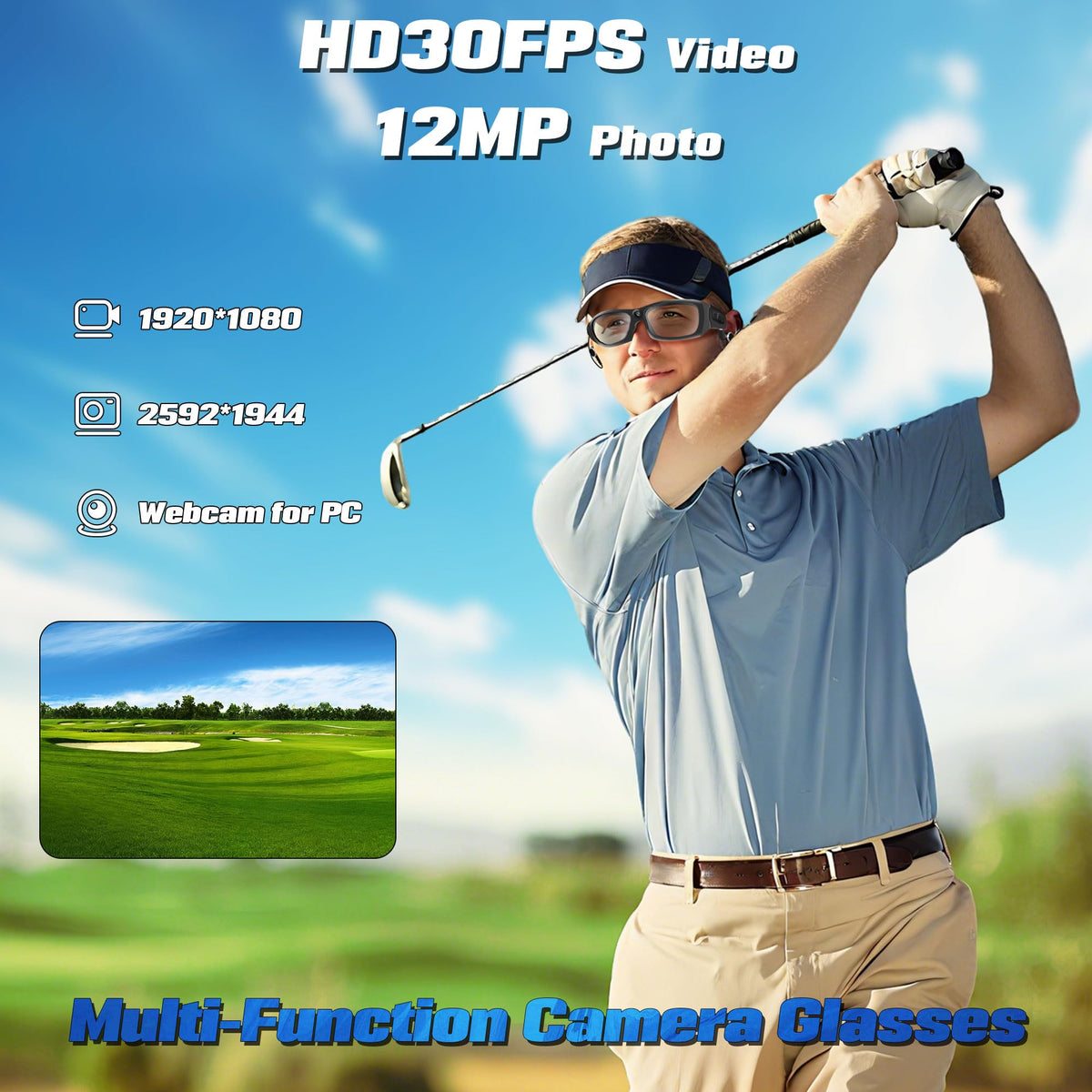 Generic Camera Glasses Bluetooth enable hands-free calls on the move.