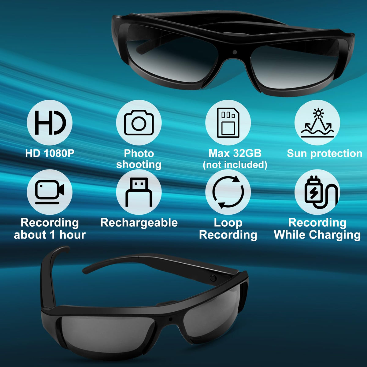 Generic Camera Glasses on-head perspective for active recording during outdoor adventures