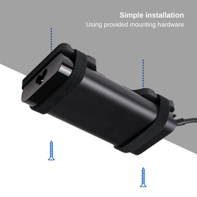 Generic close-up of adjustable straps securing power brick for stability